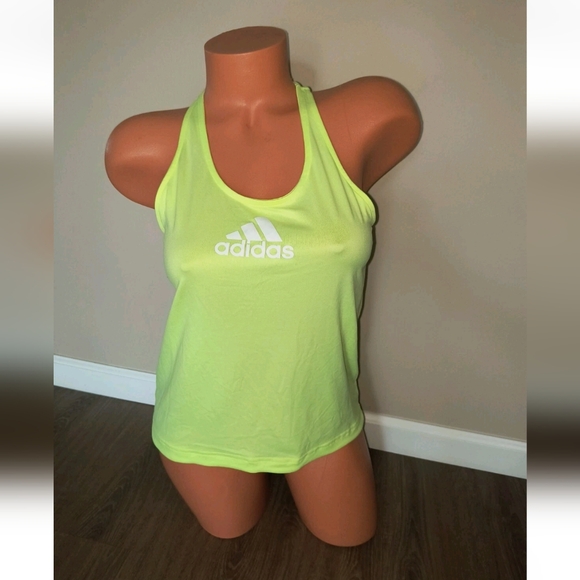 Adidas 3 Stripe T Back Graphics Tank Top Athletic Neon Yellow Size XS NWT - Picture 1 of 4